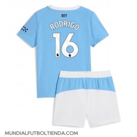 Camiseta Manchester City Rodri Hernandez #16 Primera Equipación Replica 2025-26 para niños mangas cortas (+ Pantalones cortos)